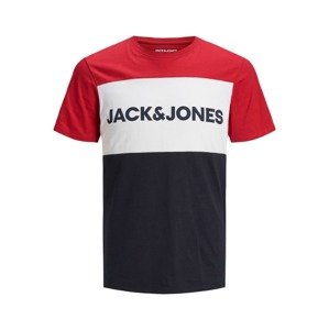 Jack & Jones Plus Tričko  tmavomodrá / melónová / biela