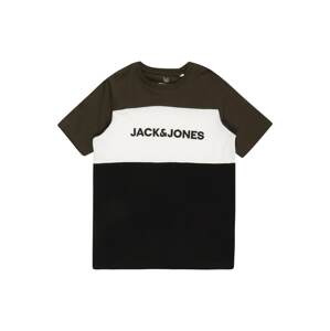 Jack & Jones Junior Tričko  kaki / čierna / biela