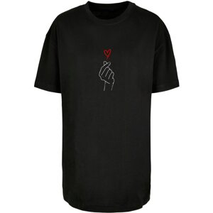 Merchcode Oversize tričko 'Heart'  jasne červená / čierna / biela