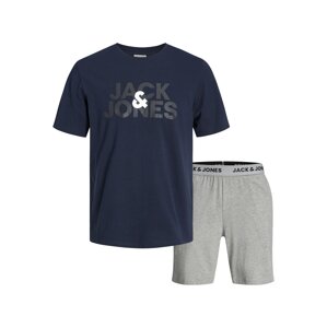 JACK & JONES Krátke pyžamo 'ULA'  námornícka modrá / antracitová / sivá melírovaná / biela