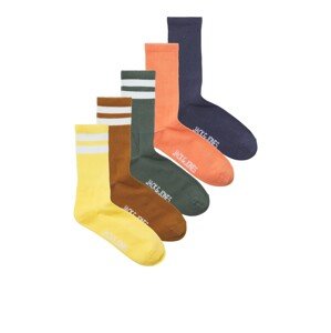 JACK & JONES Ponožky 'CARTER'  námornícka modrá / hnedá / žltá / tmavozelená / oranžová