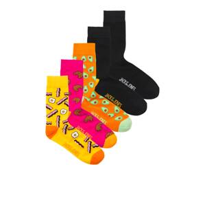 JACK & JONES Ponožky 'BREAKFAST'  žltá / oranžová / ružová / čierna