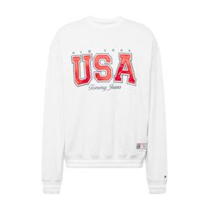 Tommy Jeans Mikina 'ARCHIVE GAMES TEAM USA'  sivá / svetlosivá / červená / biela