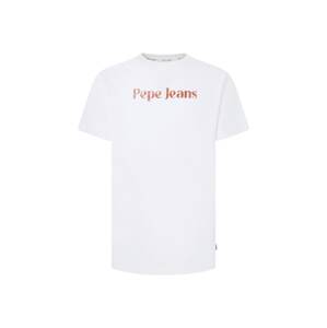 Pepe Jeans Tričko 'CLIFTON'  hrdzavo červená / biela