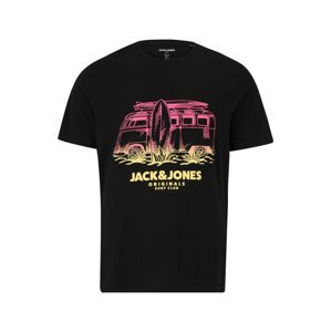 Jack & Jones Plus Tričko 'ARUBA'  svetložltá / svetloružová / čierna