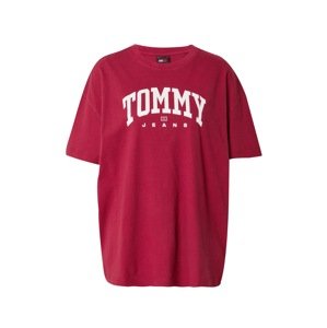 Tommy Jeans Oversize tričko 'VARSITY'  ohnivo červená / biela