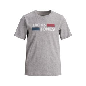 Jack & Jones Junior Tričko  námornícka modrá / sivá melírovaná / červená / biela