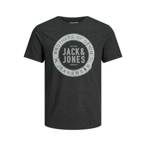 JACK & JONES Tričko  sivá / grafitová / biela