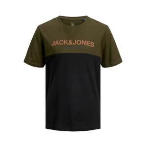 Jack & Jones Junior Tričko  tmavomodrá / olivová / tmavooranžová