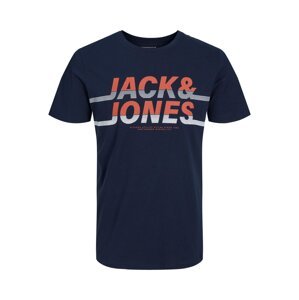 JACK & JONES Tričko 'Charles'  námornícka modrá / koralová / biela
