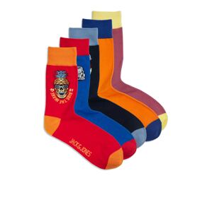 JACK & JONES Ponožky  modrá / námornícka modrá / oranžová / červená / čierna