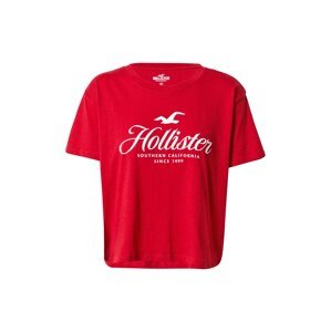 HOLLISTER Tričko  červená / biela