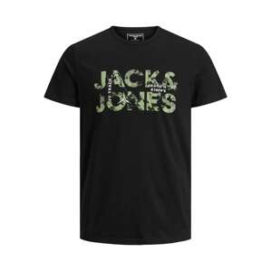 JACK & JONES Tričko  zelená / čierna / biela