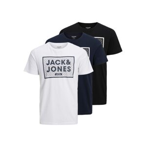JACK & JONES Tričko 'HARRISON'  námornícka modrá / čierna / biela