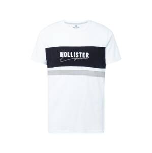 HOLLISTER Tričko  sivá / čierna / biela
