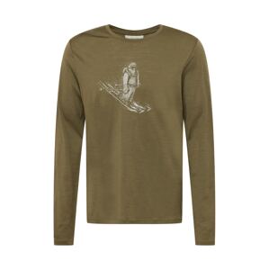 ICEBREAKER Funkčné tričko 'Skiing Yeti'  olivová / prírodná biela