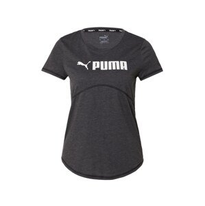 PUMA Funkčné tričko 'Fit Heather Tee'  čierna melírovaná / biela