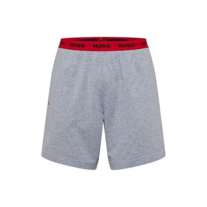 HUGO Pyžamové nohavice 'Linked'  sivá / červená / čierna