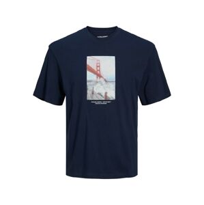 JACK & JONES Tričko 'Copenhagen'  námornícka modrá / svetlomodrá / pastelovo červená / biela