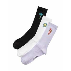 Pull&Bear Ponožky 'MILKSHAKE  X 3'  tyrkysová / žltá / orgovánová / červená / čierna / biela