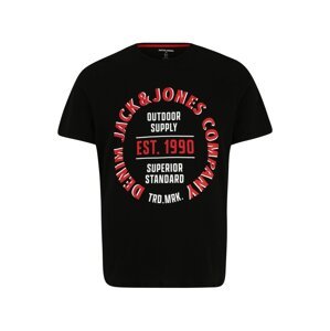 Jack & Jones Plus Tričko 'Andy'  červená / čierna / biela