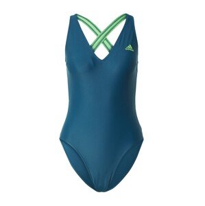 ADIDAS SPORTSWEAR Športové jednodielne plavky '3-Stripes'  petrolejová / neónovo zelená