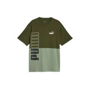 PUMA Funkčné tričko 'Power'  kaki / pastelovo zelená / čierna / biela