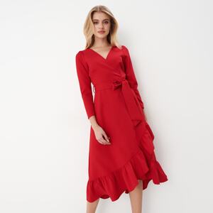 Mohito - Midi šaty s volánikmi - Červená