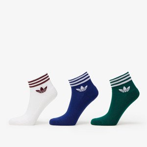 adidas Trefoil Ankle Socks 3-Pack White/ Dark Green/ Victory Blue
