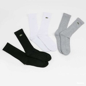 LACOSTE 3-Pack Crew Cut Socks Black/ White/ Melange Grey