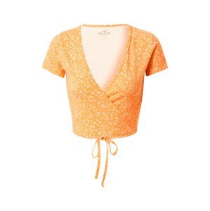 HOLLISTER Tričko  oranžová / biela
