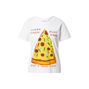 DEDICATED. Tričko 'Mysen Work Hard Pizza'  žltá / zelená / svetlooranžová / tmavočervená / biela