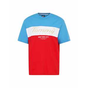 Tommy Jeans Tričko  svetlomodrá / zlatá / červená / biela