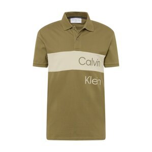 Calvin Klein Jeans Tričko  nebielená / olivová
