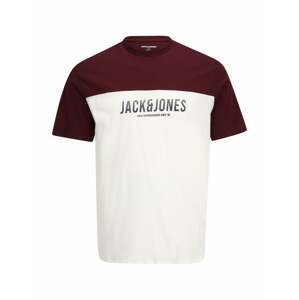 Jack & Jones Plus Tričko 'Dan'  tmavomodrá / vínovo červená / biela